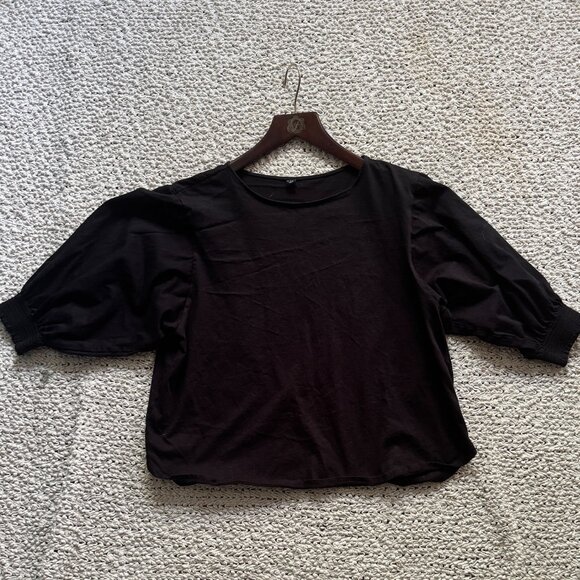 🖤 Uniqlo Boat Neck Puff Sleeve Top | S (fits S-M) - Picture 3 of 4
